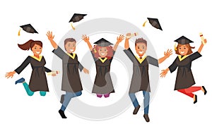 Happy graduates. Vector illustration