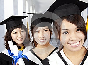 Happy graduation asian girls