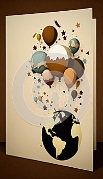 Happy graduation background with balloons earth colors