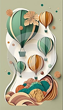 Happy graduation background with balloons earth colors