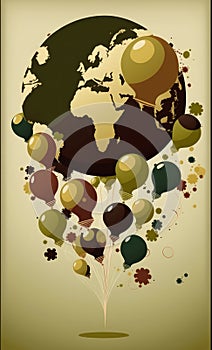 Happy graduation background with balloons earth colors