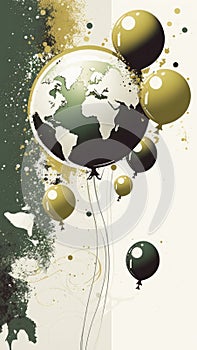 Happy graduation background with balloons earth colors