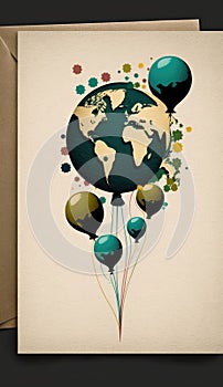 Happy graduation background with balloons earth colors