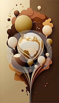 Happy graduation background with balloons earth colors