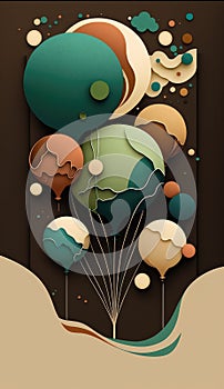 Happy graduation background with balloons earth colors