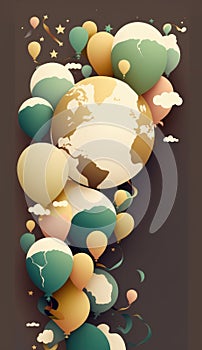 Happy graduation background with balloons earth colors