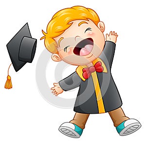 Happy graduation boy cartoon