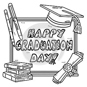 Happy Graduation Day Isolated Coloring Page