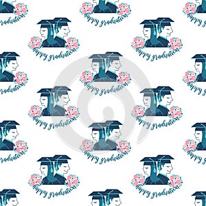 Happy Graduation Day My Friends Vector Graphic Seamless Pattern