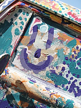 Happy graffiti purple person