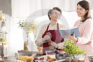 Happy grandma cooking