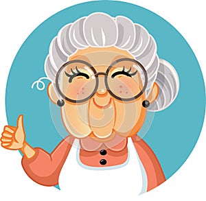 Happy Grandma Making Appreciation Gesture Vector Illustration