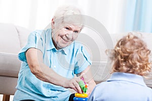 Happy grandmother with child