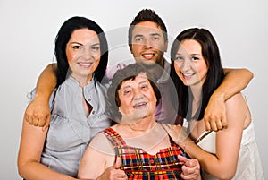 Happy grandmother with grandchildren