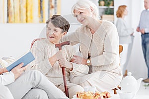 Happy grandmothers at day-care center