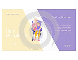 Happy grandparent concept web page design template