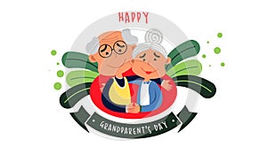 Happy grandparent`s day web banner illustration vector