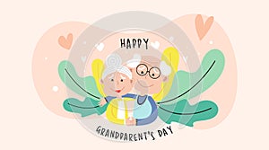 Happy grandparent`s day web banner illustration vector