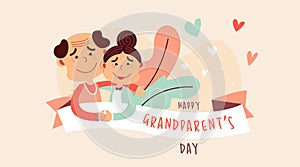 Happy grandparent`s day web banner illustration vector