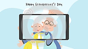 Happy grandparent`s day web banner illustration vector