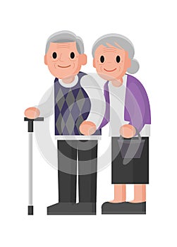 Happy grandparents. Senior couple standing. elderly couple smile.