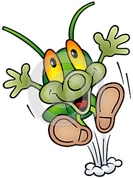 Happy Green Bug - happy jump photo