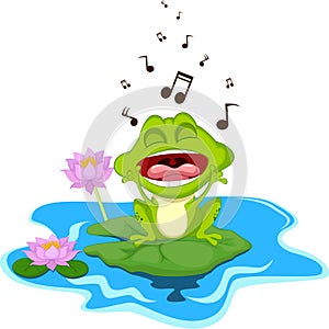 Happy Green frog singing