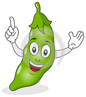 Happy Green Pod of Peas Character