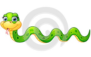 Happy green snake cartoon