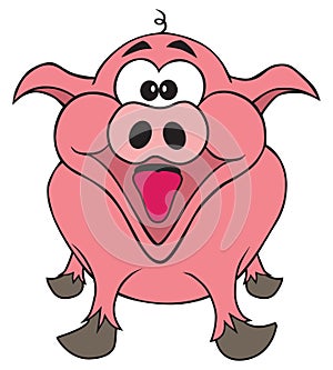 Happy Grinning Cartoon Pig