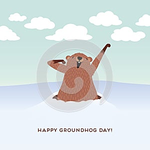 Happy Groundhog Day design with cute groundhog photo