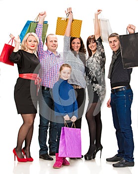 Happy group of shopping people