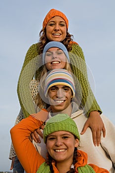 Happy group of teens or teenagers