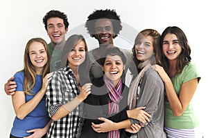 Happy group of young students photo