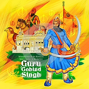 Happy Guru Gobind Singh Jayanti festival for Sikh celebration background