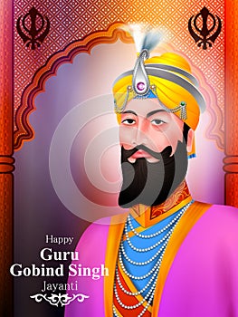 Happy Guru Gobind Singh Jayanti religious festival celebration of Sikh in Punjab India
