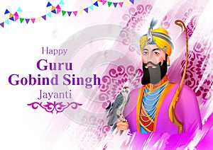 Happy Guru Gobind Singh Jayanti religious festival celebration of Sikh in Punjab India