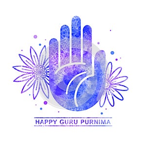 Happy Guru Purnima greeting card watercolor template