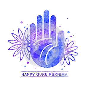 Happy Guru Purnima greeting card watercolor template photo