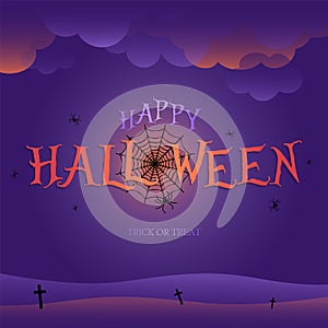 happy halloween background with happy halloween lettering vector illustration