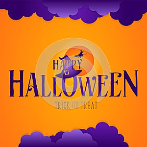 happy halloween background with happy halloween lettering vector illustration