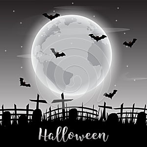 Happy Halloween banner,background with haunted house