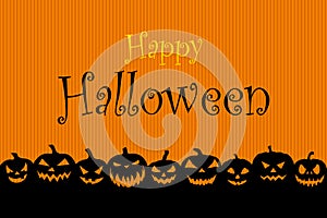 Happy Halloween banner background with Jack o` lantern pumpkins