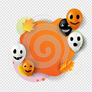 Happy Halloween Banner With Balloons transparent Background