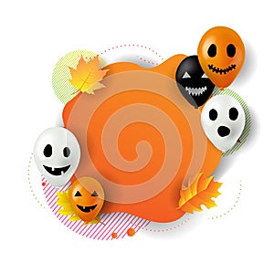 Happy Halloween Banner With Balloons White Background