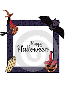 Happy Halloween! Banner. In the middle is the inscription. Vector.