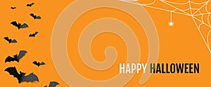 Happy Halloween Banner With Orange Background