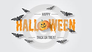 Happy Halloween  banner. Paper cut style. Vector illusration