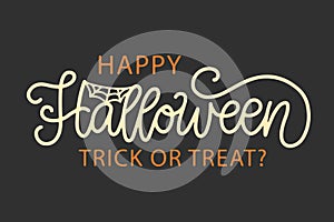 Happy Halloween Banner, Party Poster with Handwritten Ink Lettering