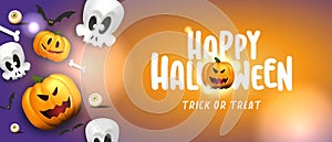 Happy Halloween banner template with halloween pumpkin and Halloween Elements